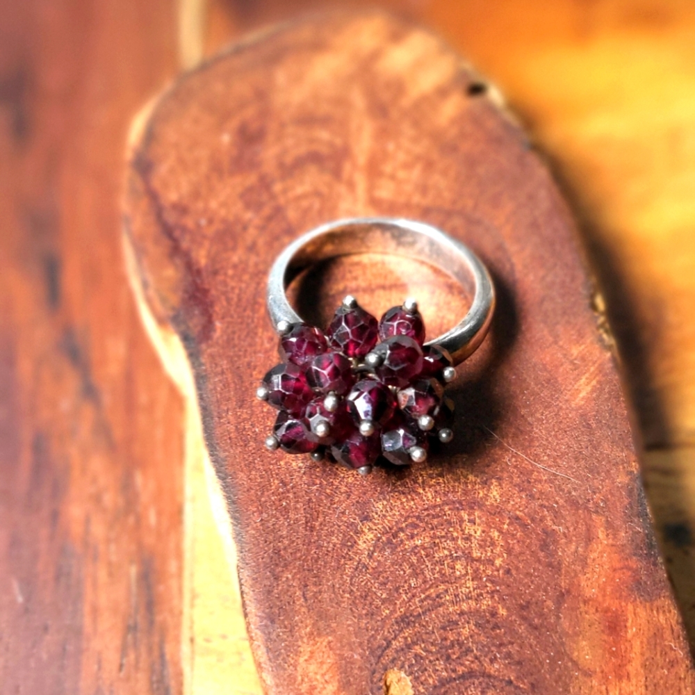 Amethyst Cluster Ring genuine Silver band